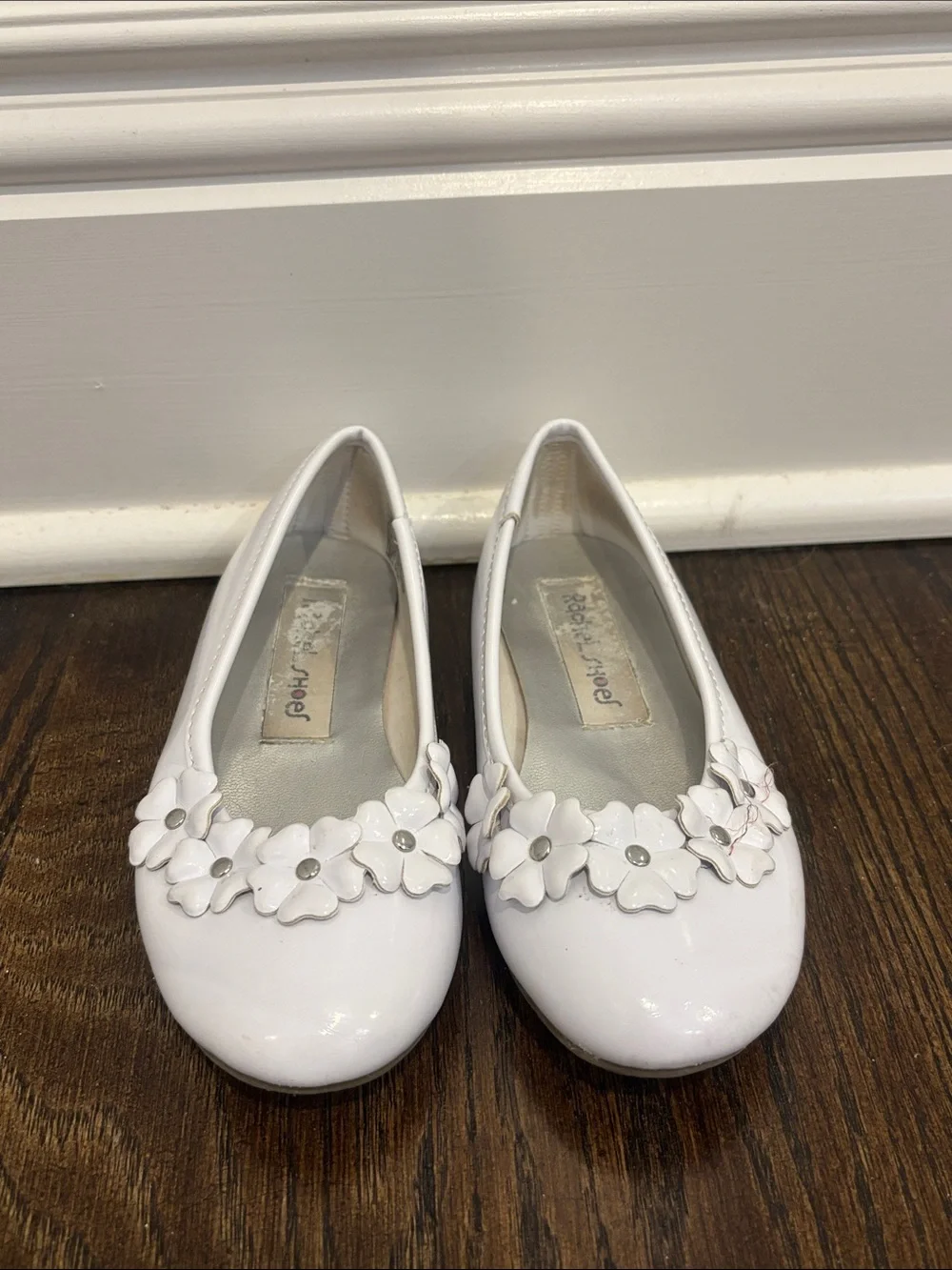 Rachel Shoes Girls White Patent Floral Ballet Flats Size 11